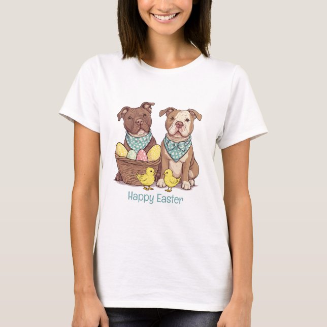 Happy Oaster Pit Bull Hunde T-Shirt (Vorderseite)