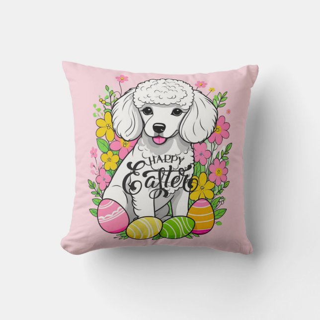 Happy Oaster Poodle Kissen (Vorderseite)