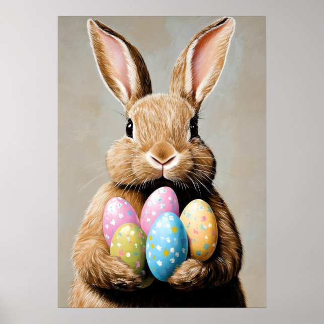 Happy Oaster Portrait Painting Egg Poster (Vorne)