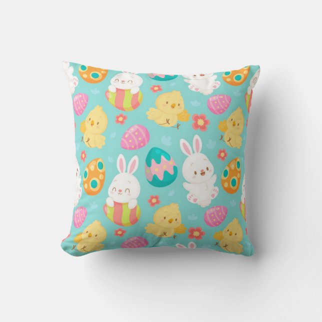 Happy Oaster Rabbit and Chicken Kissen (Vorderseite)
