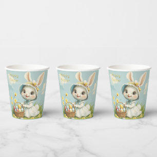 Happy Oaster Rabbit Eggs Daffodils Schmetterlinge Pappbecher