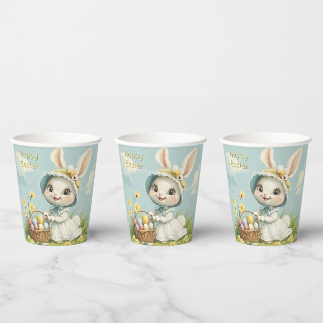 Happy Oaster Rabbit Eggs Daffodils Schmetterlinge Pappbecher (Multi)