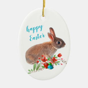 Happy Oaster Rabbit Holiday Keramik Ornament