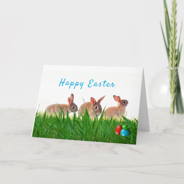 Happy Oaster Rabbits und Holiday Eggs Karte (Vorderseite)