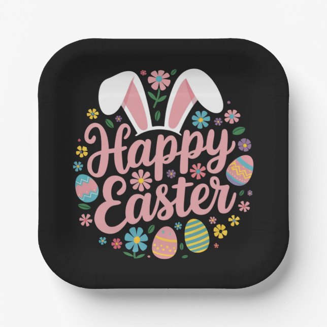 Happy Oaster Redewendungen Egg Bunny Pappteller (Vorderseite)
