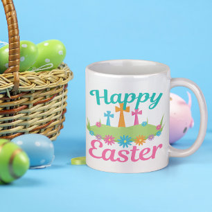 Happy Oaster Religious Cross Niedliche Blume Kaffeetasse