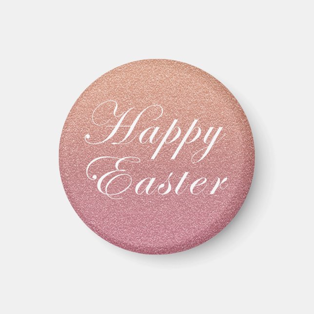 Happy Oaster Rose Gold Pink Sparkle Glitzer Style Magnet (Vorne)
