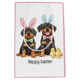 Happy Oaster Rottweiler Hunde Bunny Ears Mittlere Geschenktüte