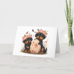Happy Oaster Rottweiler Hunde Feiertagskarte