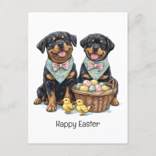 Happy Oaster Rottweiler Hunde Osterkorb Feiertagspostkarte