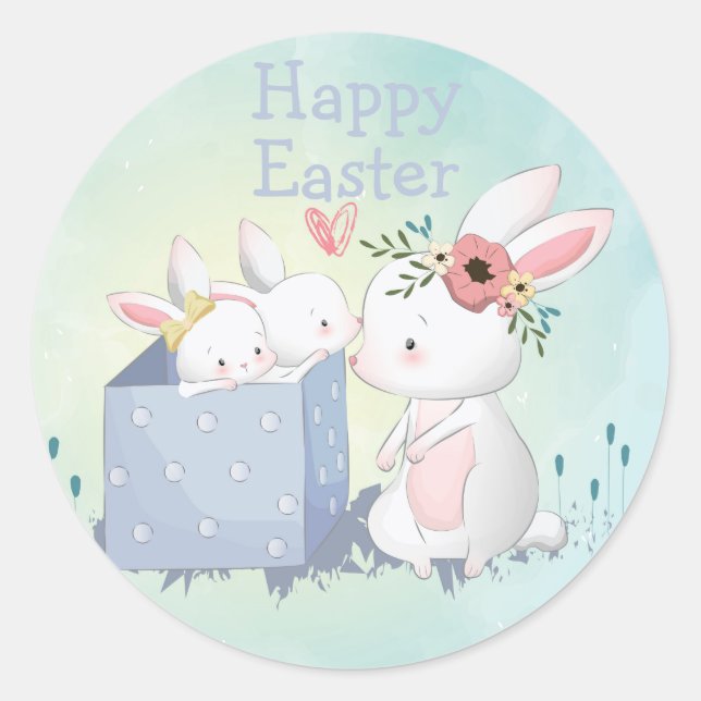 Happy Oaster Runder Aufkleber (Vorderseite)