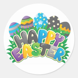 Happy Oaster Runder Aufkleber
