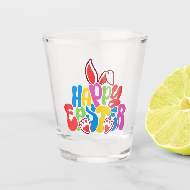 Happy Oaster Schnapsglas (Vorderseite)