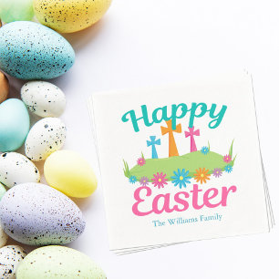 Happy Oaster Schöne Blumenkreuze Maßgeschneidertes Serviette