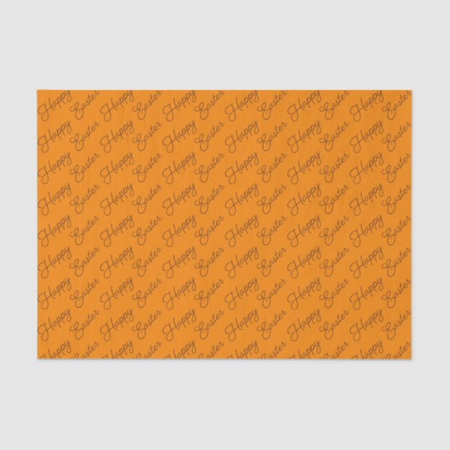 Happy Oaster Script Brown on Orange Tissue Seidenpapier (Vorderseite)