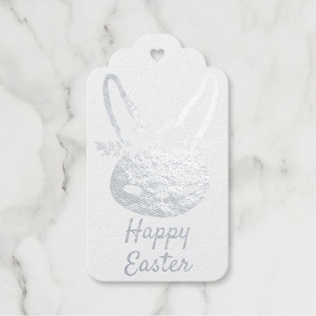 Happy Oaster Script Floral Crown Rabbit Geschenkanhänger (Vorderseite)