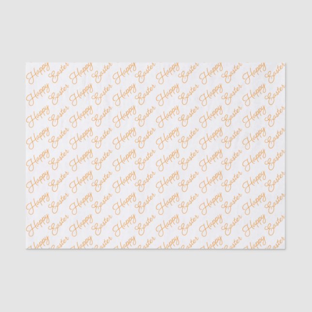 Happy Oaster Script Orange on White Tissue Paper Seidenpapier (Vorderseite)