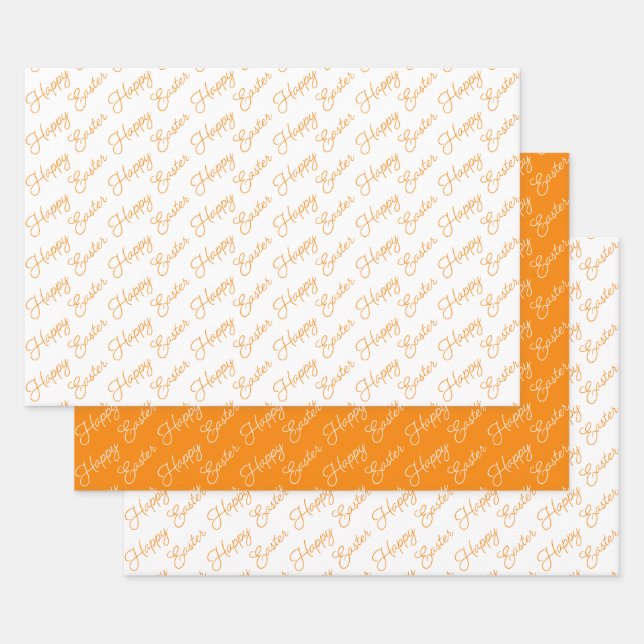 Happy Oaster Script Orange und White Geschenkpapier Set (Set)