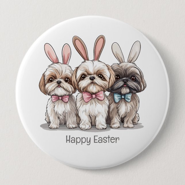 Happy Oaster Shih Tzu Hogs Button (Vorderseite)
