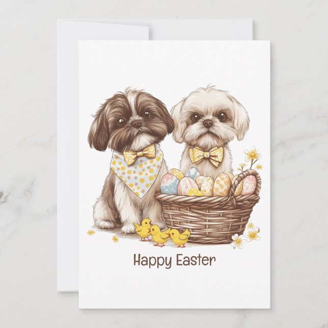Happy Oaster Shih Tzu Hogs Feiertagskarte (Vorderseite)