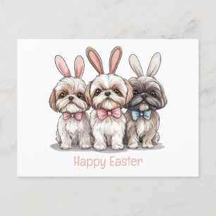 Happy Oaster Shih Tzu Hogs Feiertagspostkarte