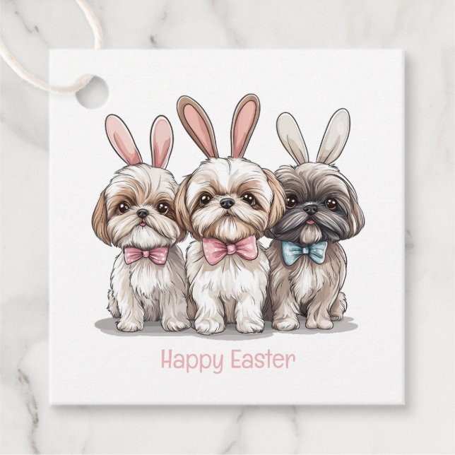 Happy Oaster Shih Tzu Hogs Geschenkanhänger (Vorderseite)