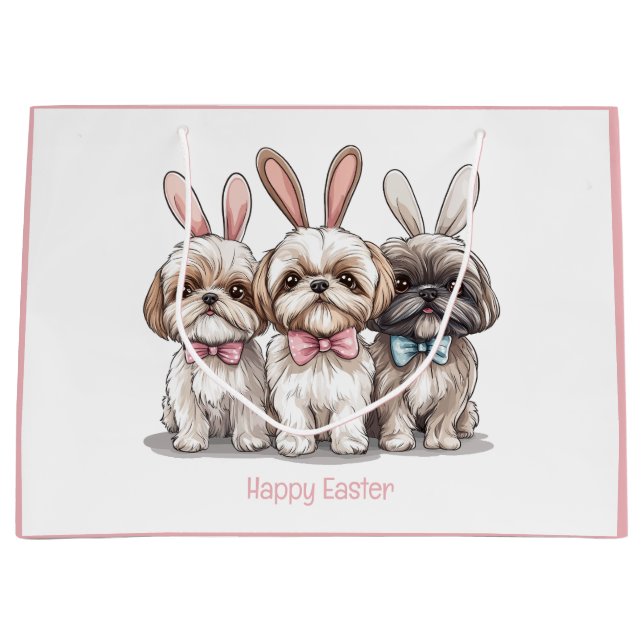 Happy Oaster Shih Tzu Hogs Große Geschenktüte (Vorderseite)