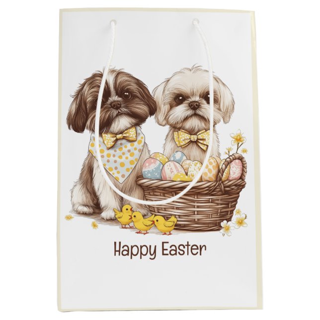 Happy Oaster Shih Tzu Hogs Mittlere Geschenktüte (Vorderseite)
