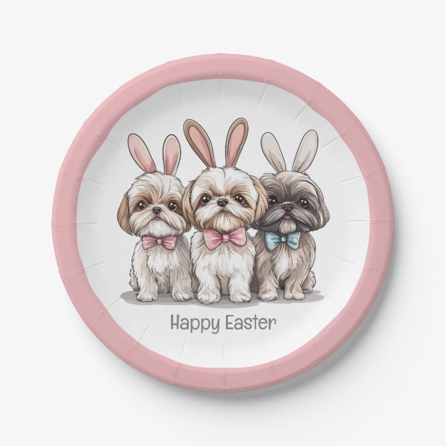 Happy Oaster Shih Tzu Hogs Pappteller (Vorderseite)