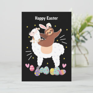 Happy Oaster Sloth und Lama Flat Ferienkarte Feiertagskarte