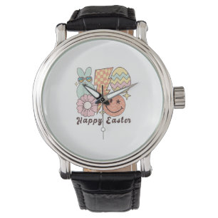 Happy Oaster Smile Face Retro Hippie Bunny Rabbit Armbanduhr