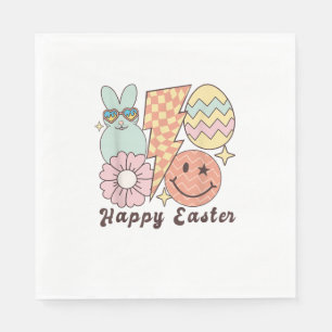 Happy Oaster Smile Face Retro Hippie Bunny Rabbit Serviette