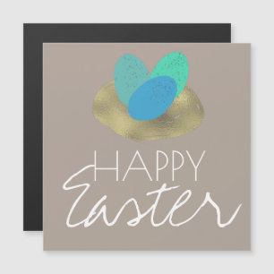 Happy Oaster Speckled Oaster Egg Gold Nest Magnetkarte