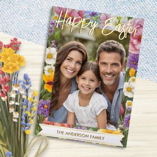 Happy Oaster Spring Family Foto Folien Feiertagskarte