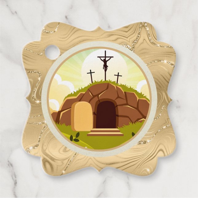 Happy Oaster Sunday Segnungen | Er ist aufgegangen Geschenkanhänger (Vorderseite)