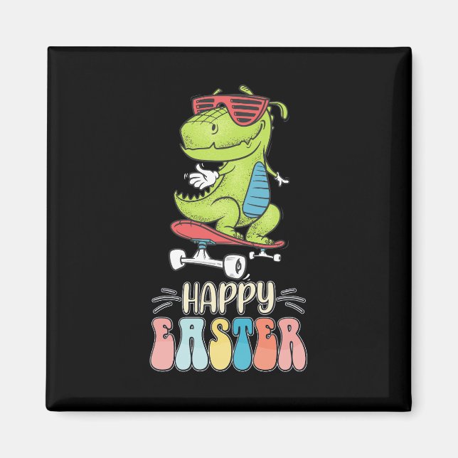 Happy Oaster T Rex Dinosaur Bunny Rabbit Eggs Magnet (Vorne)
