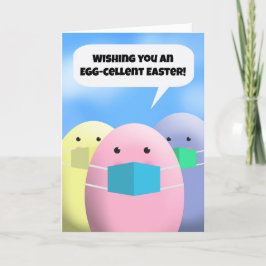 Happy Oaster Talking Eggs in Coronavirus Masken Feiertagskarte
