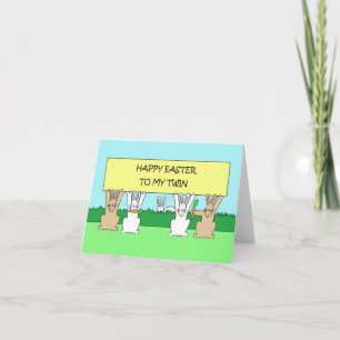 Happy Oaster to My Twin Cartoon Bunnies Karte