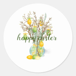 Happy Oaster Tree, niedlicher klassischer Round-St Runder Aufkleber