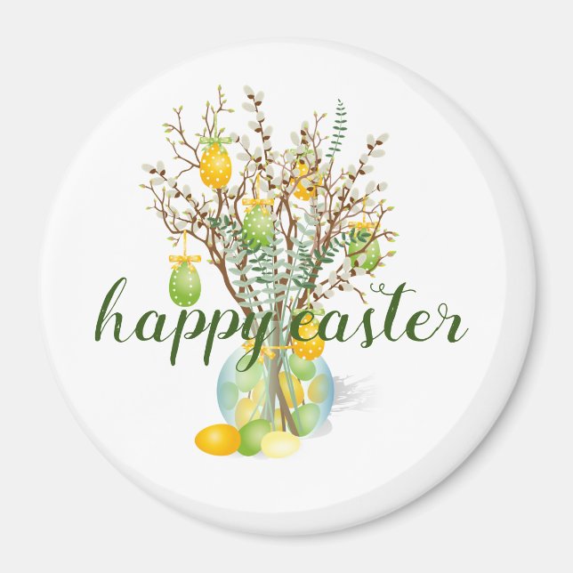 Happy Oaster Tree, niedliches klassisches Round Ma Magnet (Vorne)