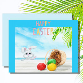 Happy Oaster Tropical Ocean Beach Küste Urlaub Postkarte