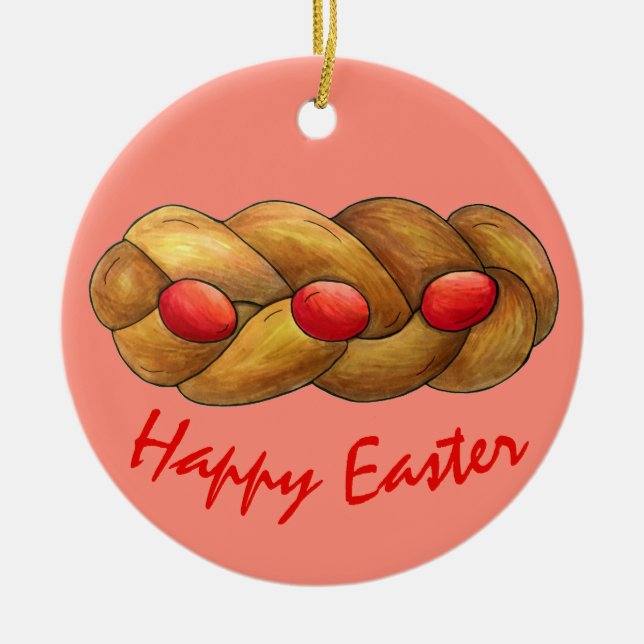 Happy Oaster Tsoureki Griechisch Armenian Holiday  Keramik Ornament (Vorne)