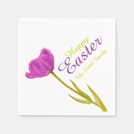 Happy Oaster tulip lila Frühlingsname Papierservie Serviette
