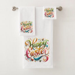 Happy Oaster Typografy Badhandtuch Set