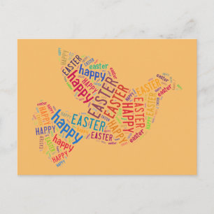 Happy Oaster Typografy Dove Pastel Orange Feiertagspostkarte