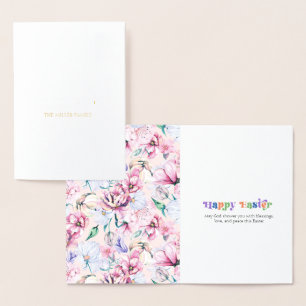 Happy Oaster Typografy Pastel Blume Muster Folienkarte