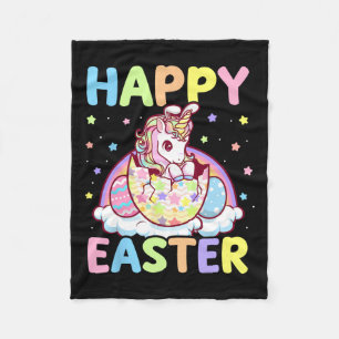 Happy Oaster Unicorn Bunny Girls Kinder Ostern Eiz Fleecedecke