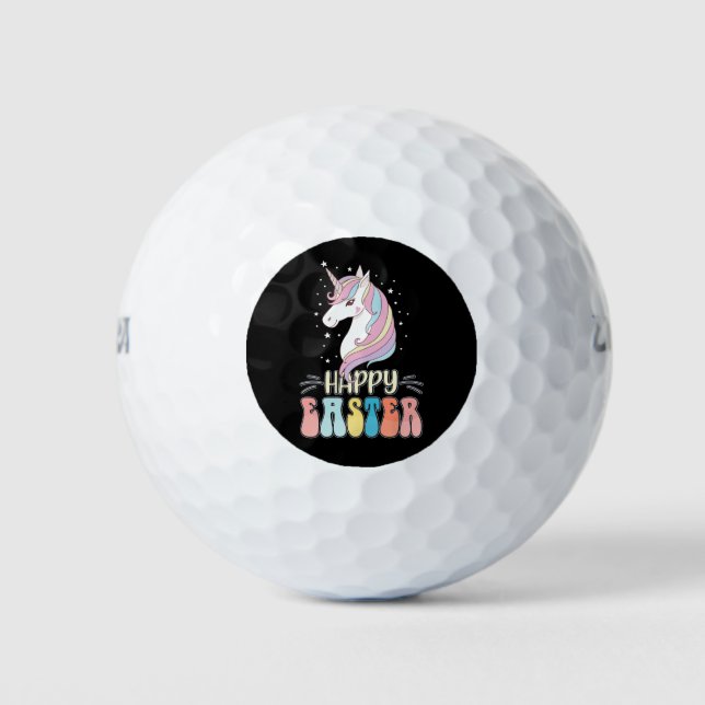 Happy Oaster Unicorn Bunny Rabbit Eggs Golfball (Vorderseite)