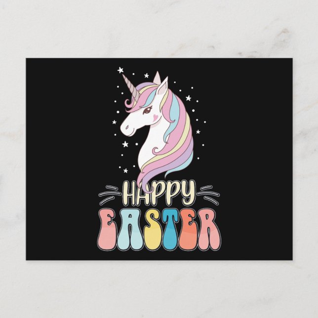 Happy Oaster Unicorn Bunny Rabbit Eggs Postkarte (Vorderseite)