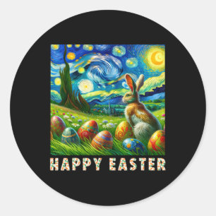 Happy Oaster Van Gogh Style Bunny und Eier Runder Aufkleber